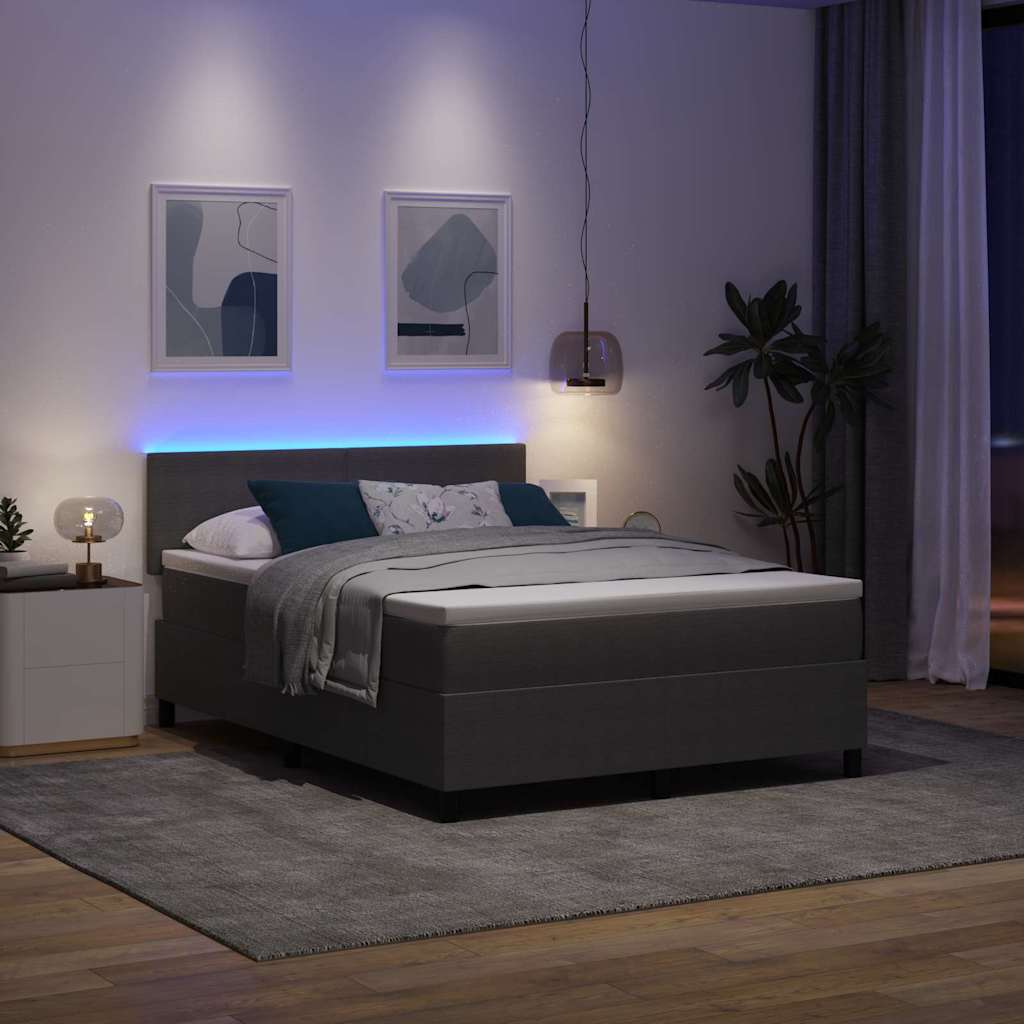 vidaXL Łóżko z sprężyną LED Jasnoszary i biały. 140 x 190 cm
