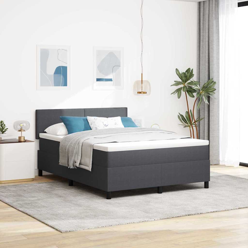 vidaXL Łóżko z sprężyną LED Ciemnoszary i biały 140 x 190 cm
