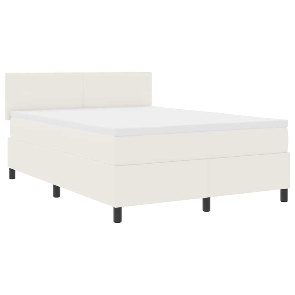 vidaXL Łóżko z sprężyną LED Z zagłówkiem Kremowy i Biały 160 x 200 cm