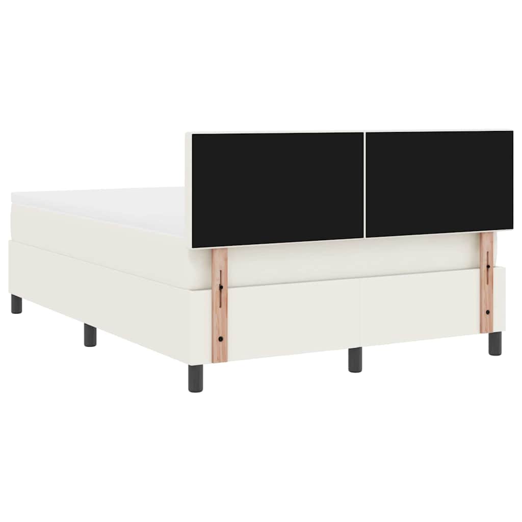 vidaXL Łóżko z sprężyną LED Z zagłówkiem Kremowy i Biały 160 x 200 cm