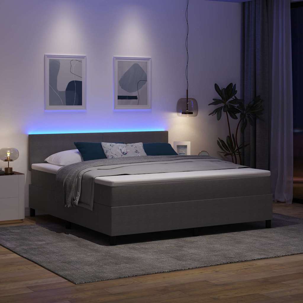 vidaXL Łóżko z sprężyną LED Jasnoszary i biały. 180 x 200 cm