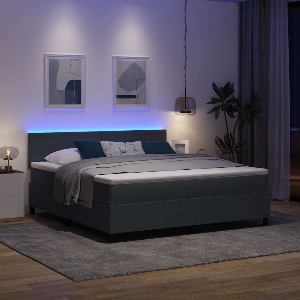 vidaXL Łóżko z sprężyną LED Ciemnoszary i biały 180 x 200 cm