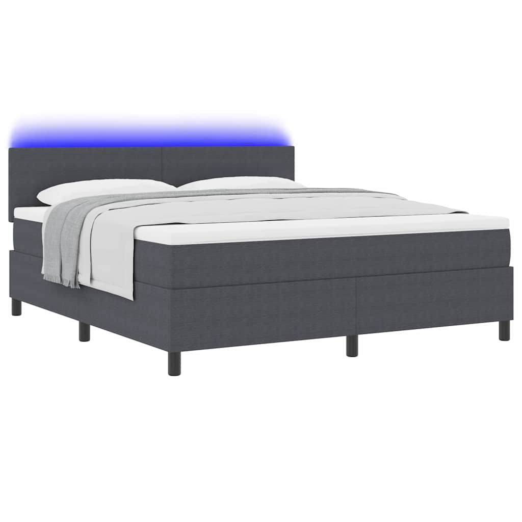 vidaXL Łóżko z sprężyną LED Ciemnoszary i biały 180 x 200 cm