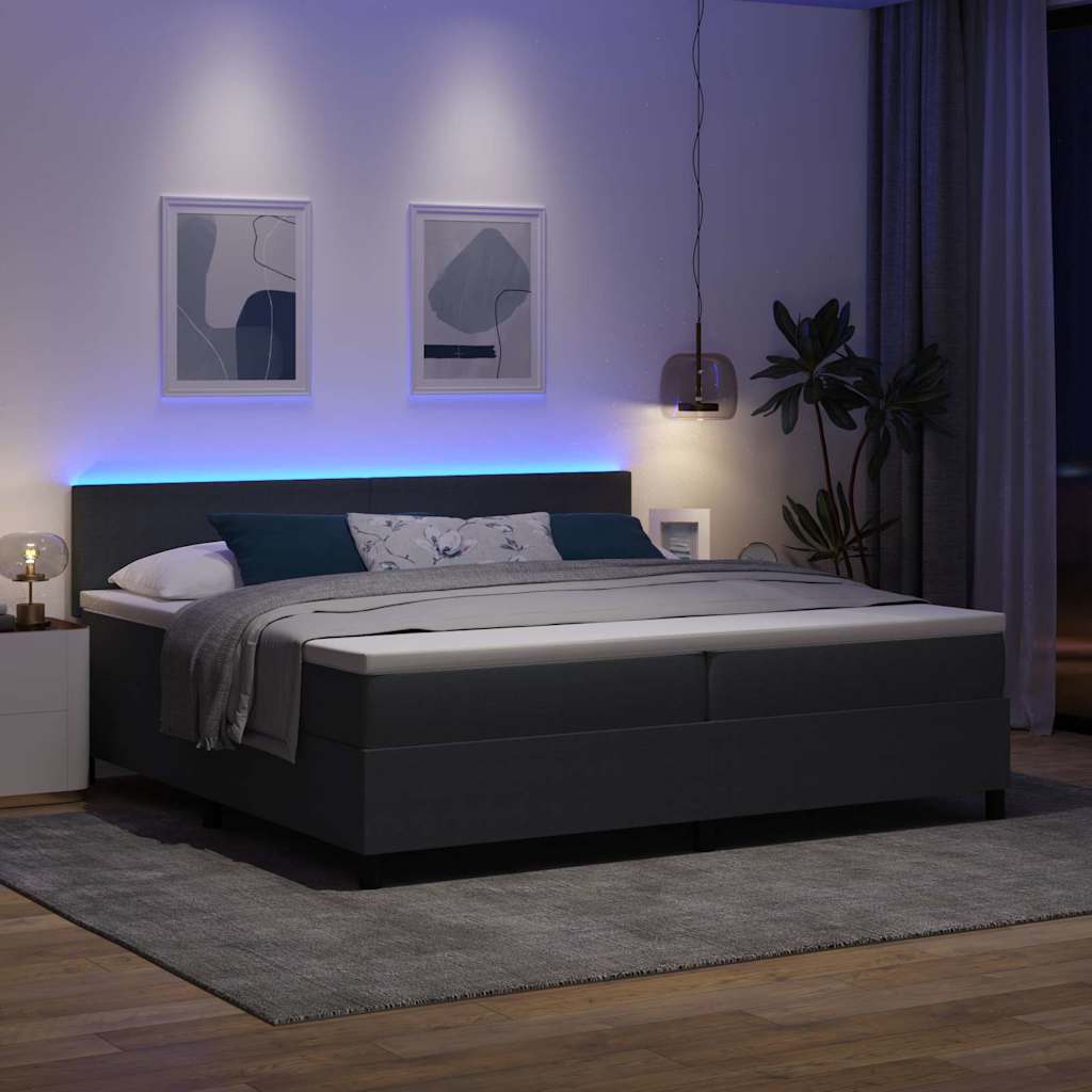 vidaXL Łóżko z sprężyną LED Ciemnoszary i biały 200 x 200 cm