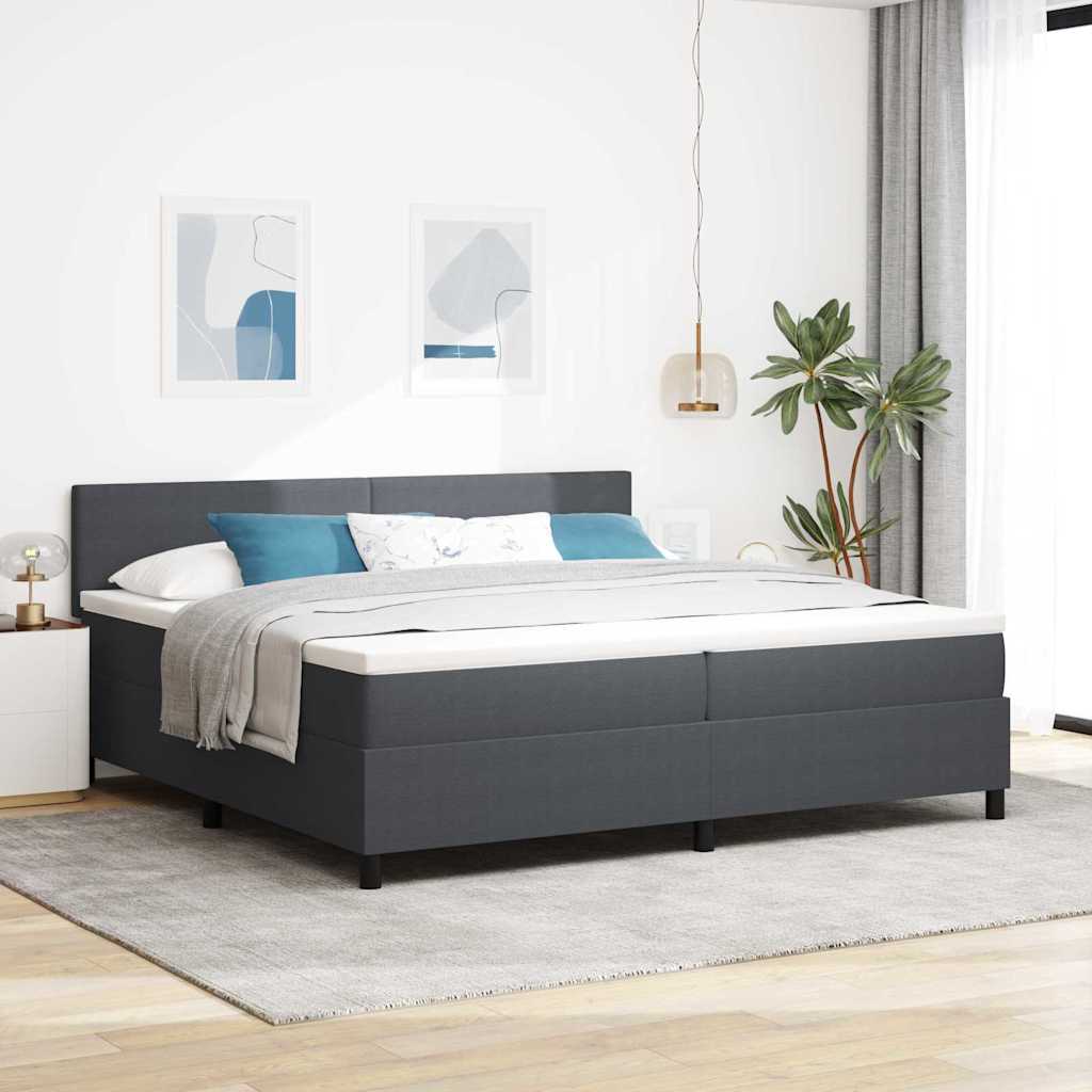 vidaXL Łóżko z sprężyną LED Ciemnoszary i biały 200 x 200 cm
