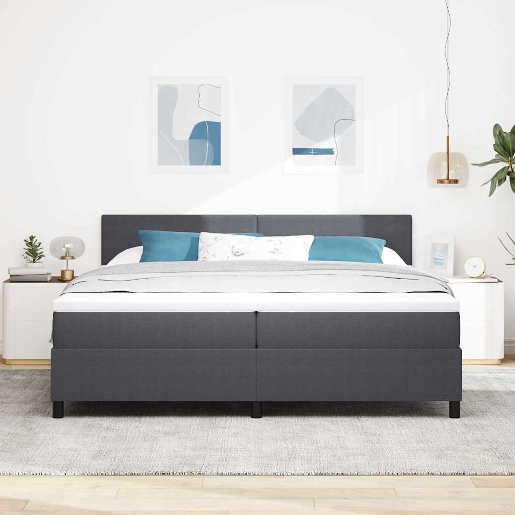 vidaXL Łóżko z sprężyną LED Ciemnoszary i biały 200 x 200 cm