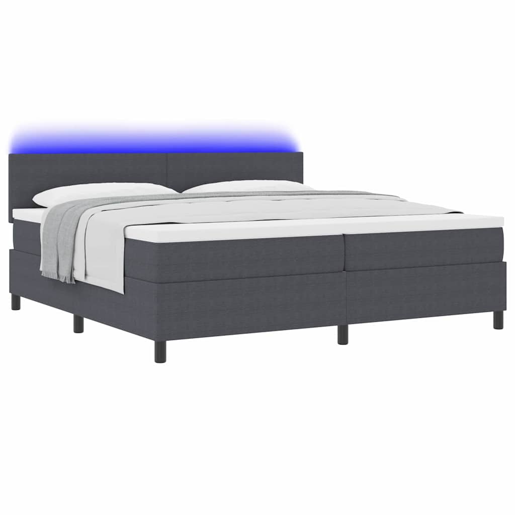 vidaXL Łóżko z sprężyną LED Ciemnoszary i biały 200 x 200 cm
