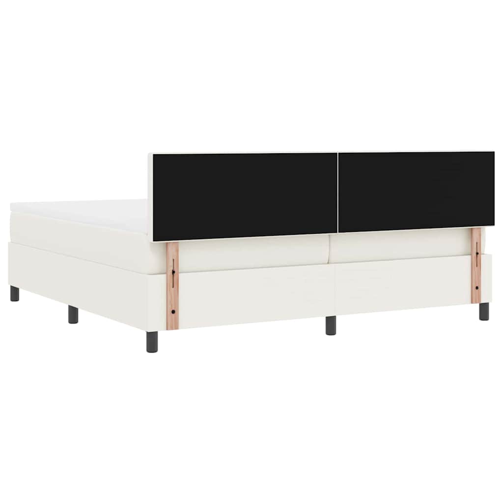 vidaXL Łóżko z sprężyną LED Z zagłówkiem Kremowy i Biały 200 x 200 cm