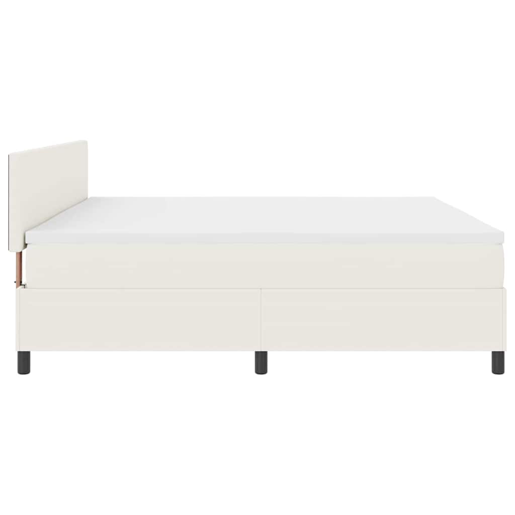 vidaXL Łóżko z sprężyną LED Z zagłówkiem Kremowy i Biały 200 x 200 cm