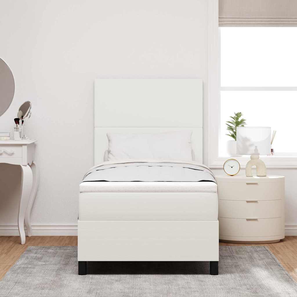 vidaXL Łóżko z sprężyną LED Z zagłówkiem Kremowy i Biały 80 x 200 cm