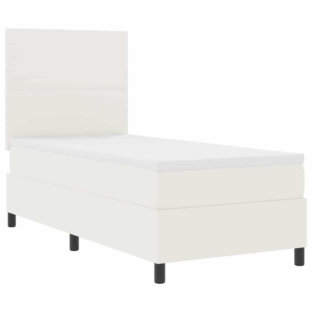 vidaXL Łóżko z sprężyną LED Z zagłówkiem Kremowy i Biały 80 x 200 cm