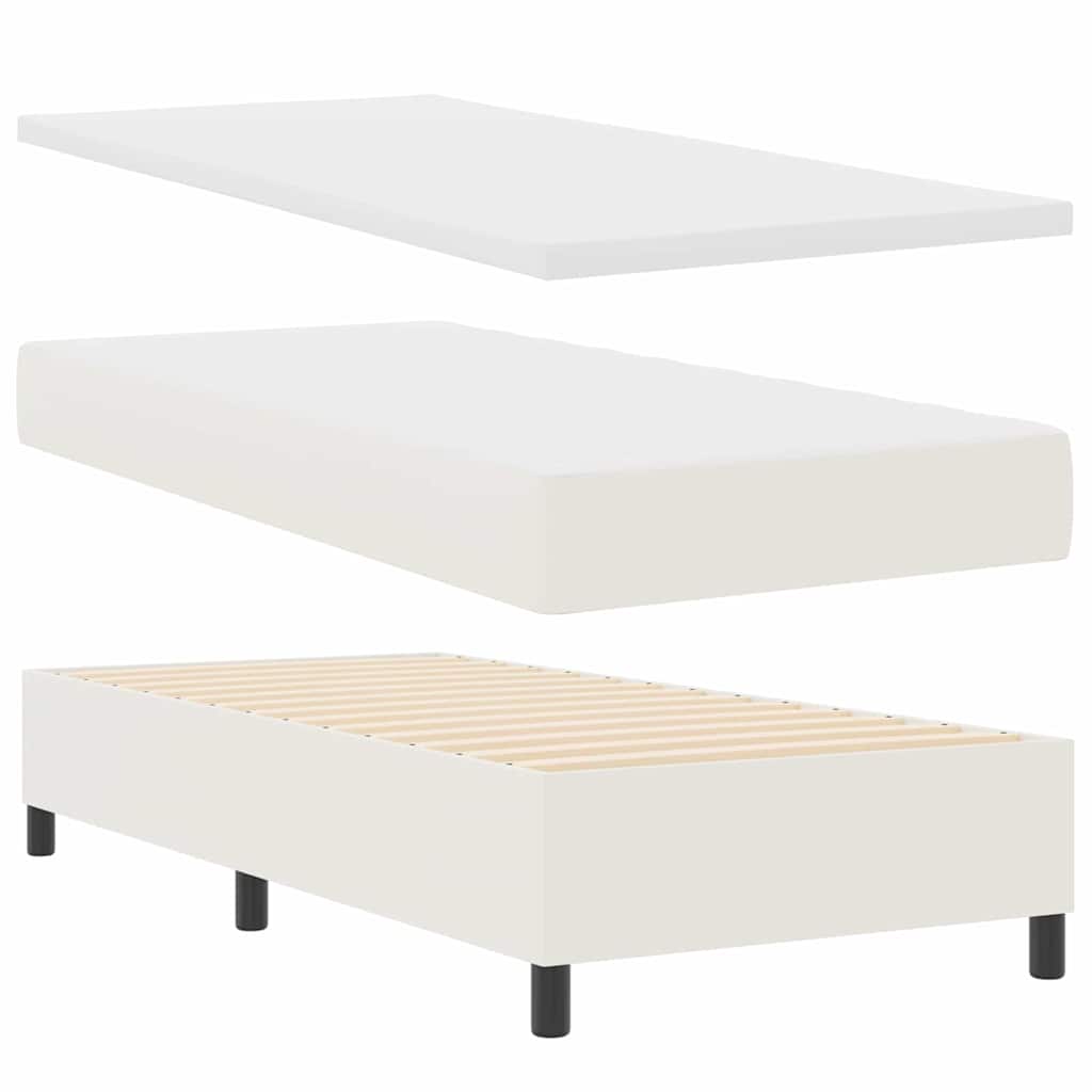 vidaXL Łóżko z sprężyną LED Z zagłówkiem Kremowy i Biały 80 x 200 cm