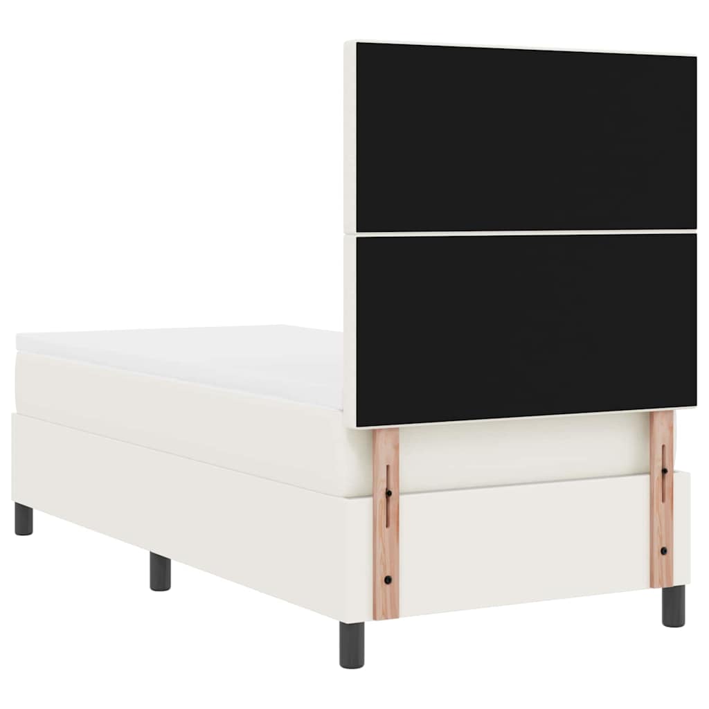 vidaXL Łóżko z sprężyną LED Z zagłówkiem Kremowy i Biały 80 x 200 cm