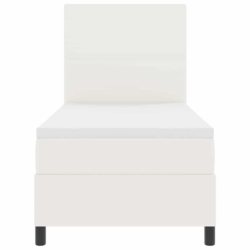 vidaXL Łóżko z sprężyną LED Z zagłówkiem Kremowy i Biały 80 x 200 cm