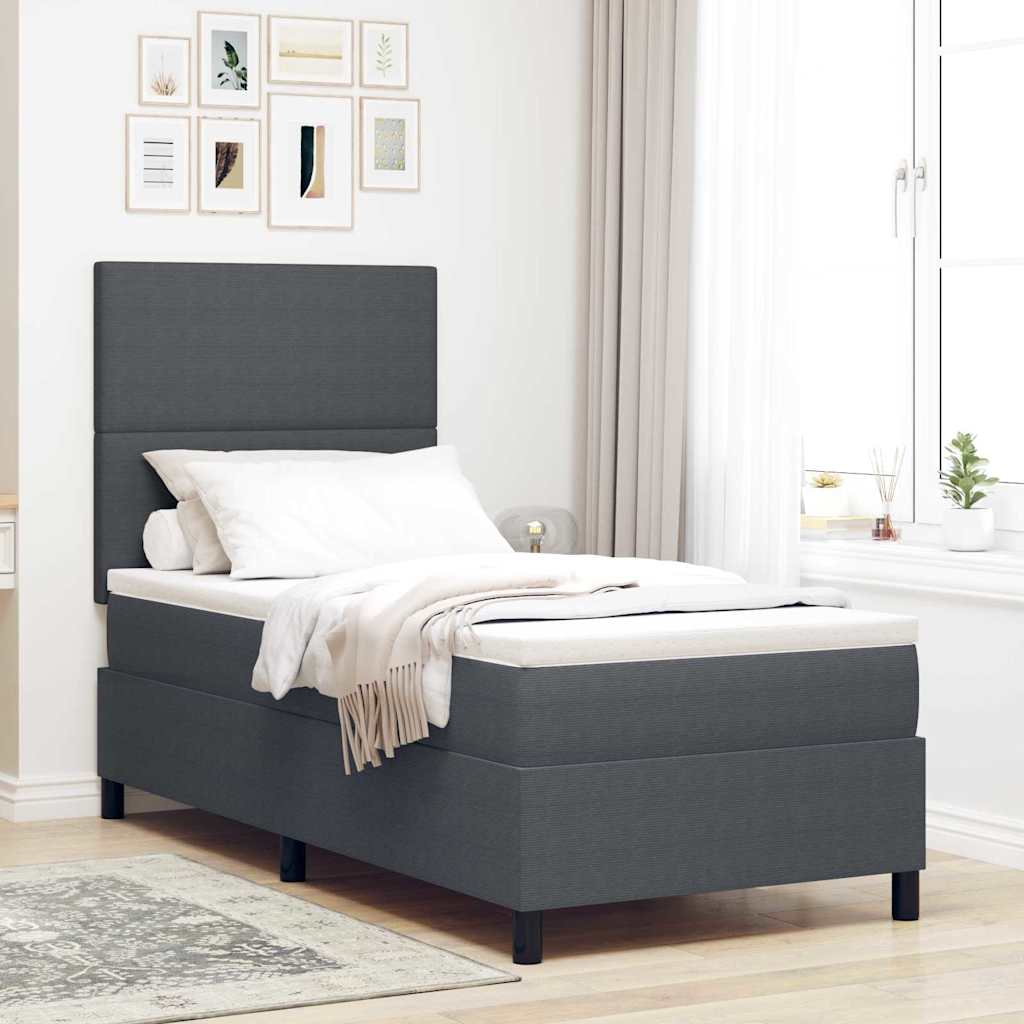 vidaXL Łóżko z sprężyną LED Ciemnoszary i biały 90 x 190 cm