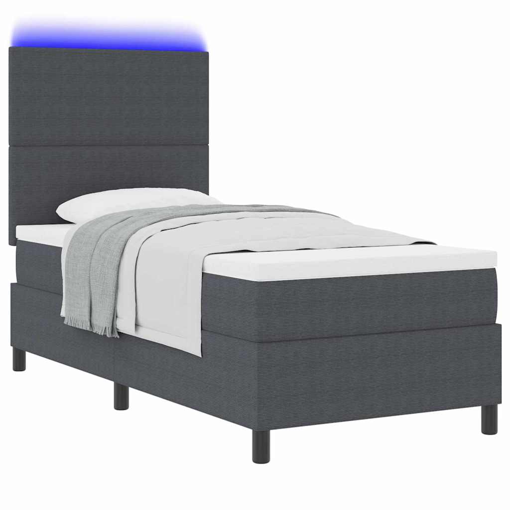 vidaXL Łóżko z sprężyną LED Ciemnoszary i biały 90 x 190 cm
