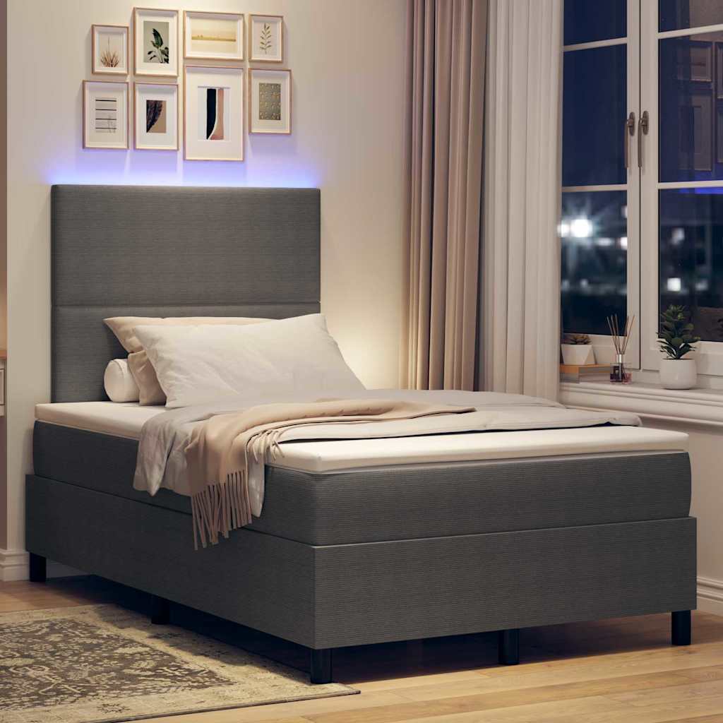 vidaXL Łóżko z sprężyną LED Jasnoszary i biały. 120 x 190 cm