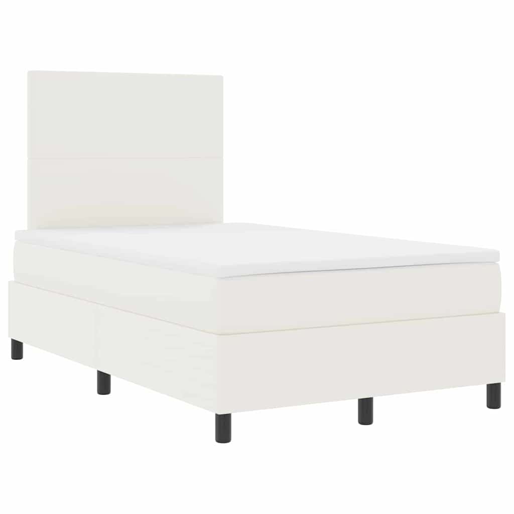 vidaXL Łóżko z sprężyną LED Z zagłówkiem Kremowy i Biały 120 x 190 cm