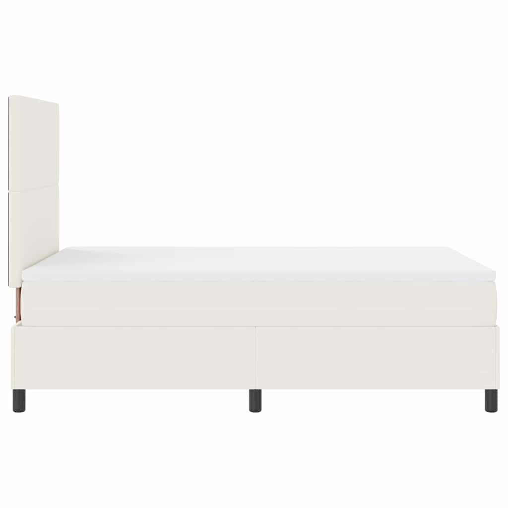 vidaXL Łóżko z sprężyną LED Z zagłówkiem Kremowy i Biały 120 x 190 cm