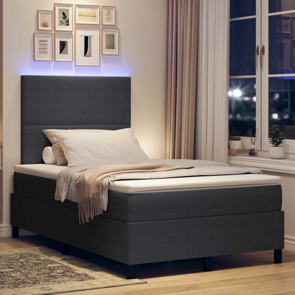 vidaXL Łóżko z sprężyną LED Ciemnoszary i biały 120 x 200 cm