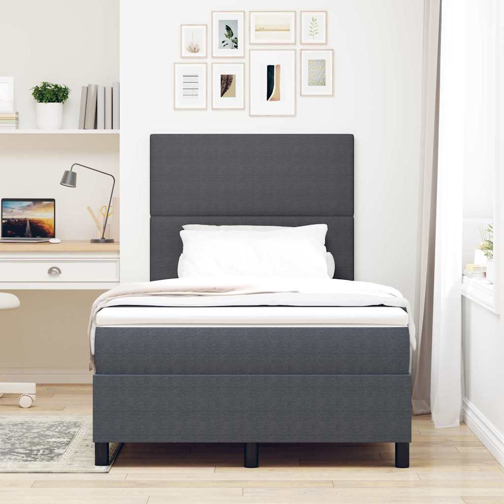 vidaXL Łóżko z sprężyną LED Ciemnoszary i biały 120 x 200 cm