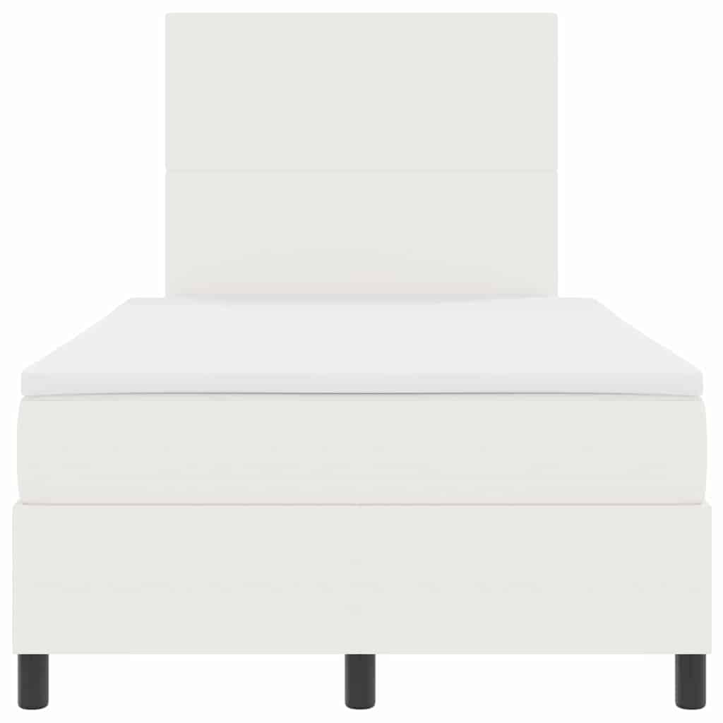 vidaXL Łóżko z sprężyną LED Z zagłówkiem Kremowy i Biały 120 x 200 cm