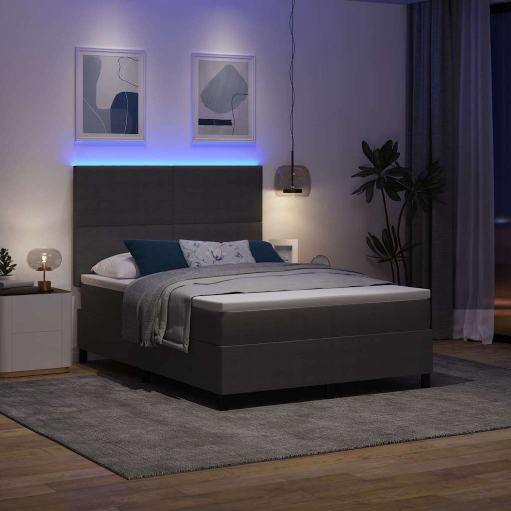 vidaXL Łóżko z sprężyną LED Jasnoszary i biały. 160 x 200 cm