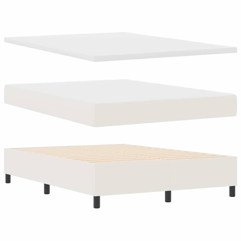 vidaXL Łóżko z sprężyną LED Z zagłówkiem Kremowy i Biały 160 x 200 cm