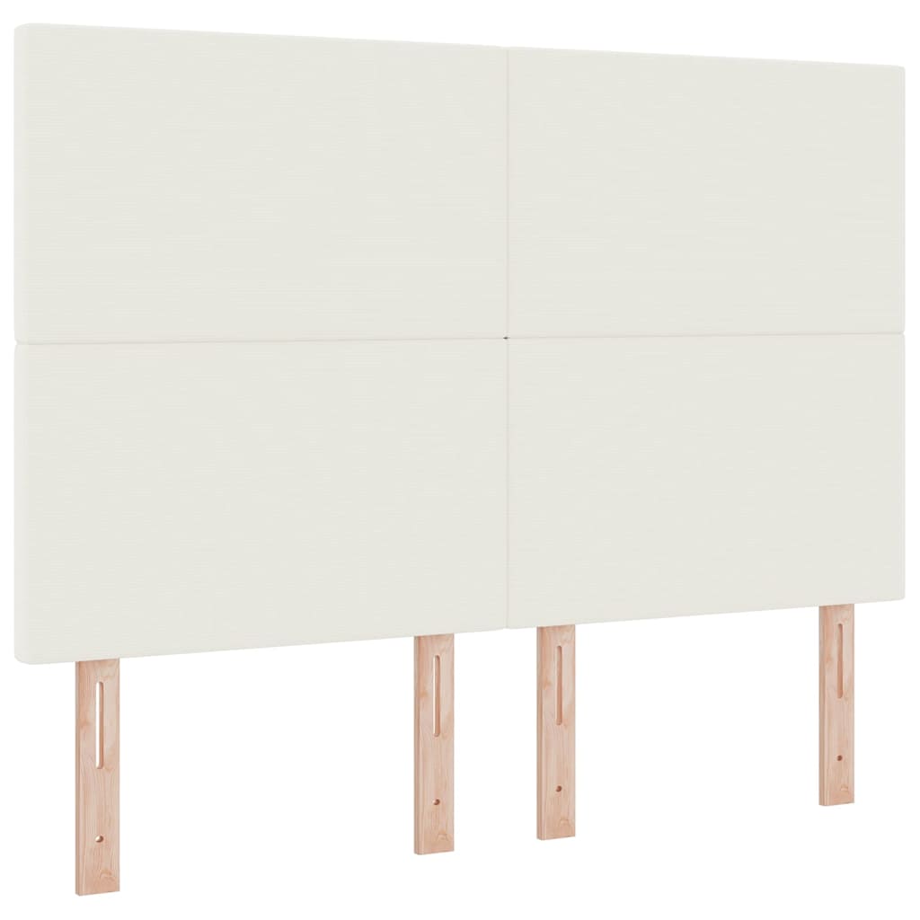 vidaXL Łóżko z sprężyną LED Z zagłówkiem Kremowy i Biały 160 x 200 cm