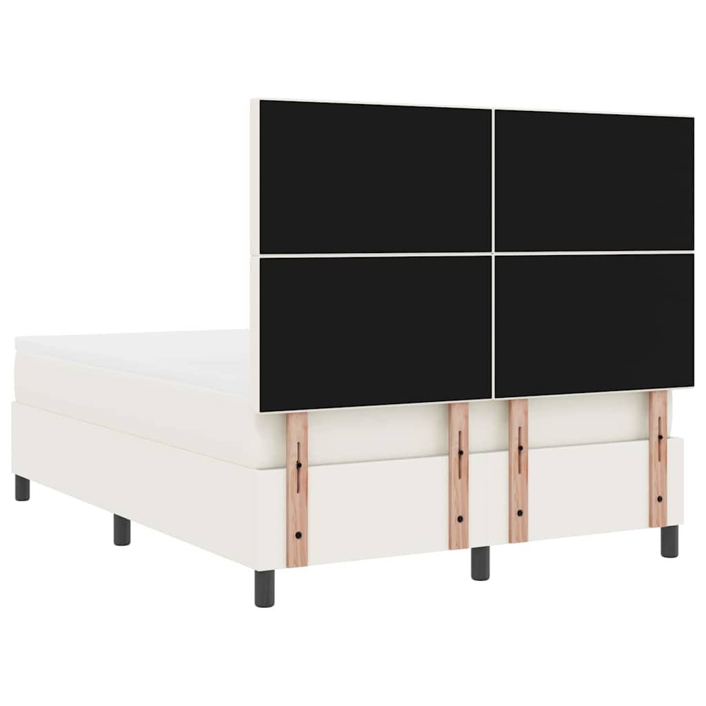 vidaXL Łóżko z sprężyną LED Z zagłówkiem Kremowy i Biały 160 x 200 cm