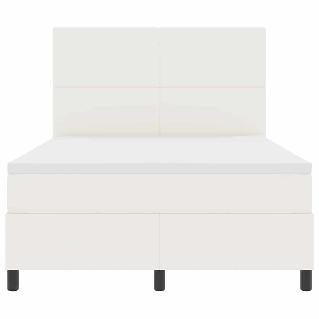 vidaXL Łóżko z sprężyną LED Z zagłówkiem Kremowy i Biały 160 x 200 cm