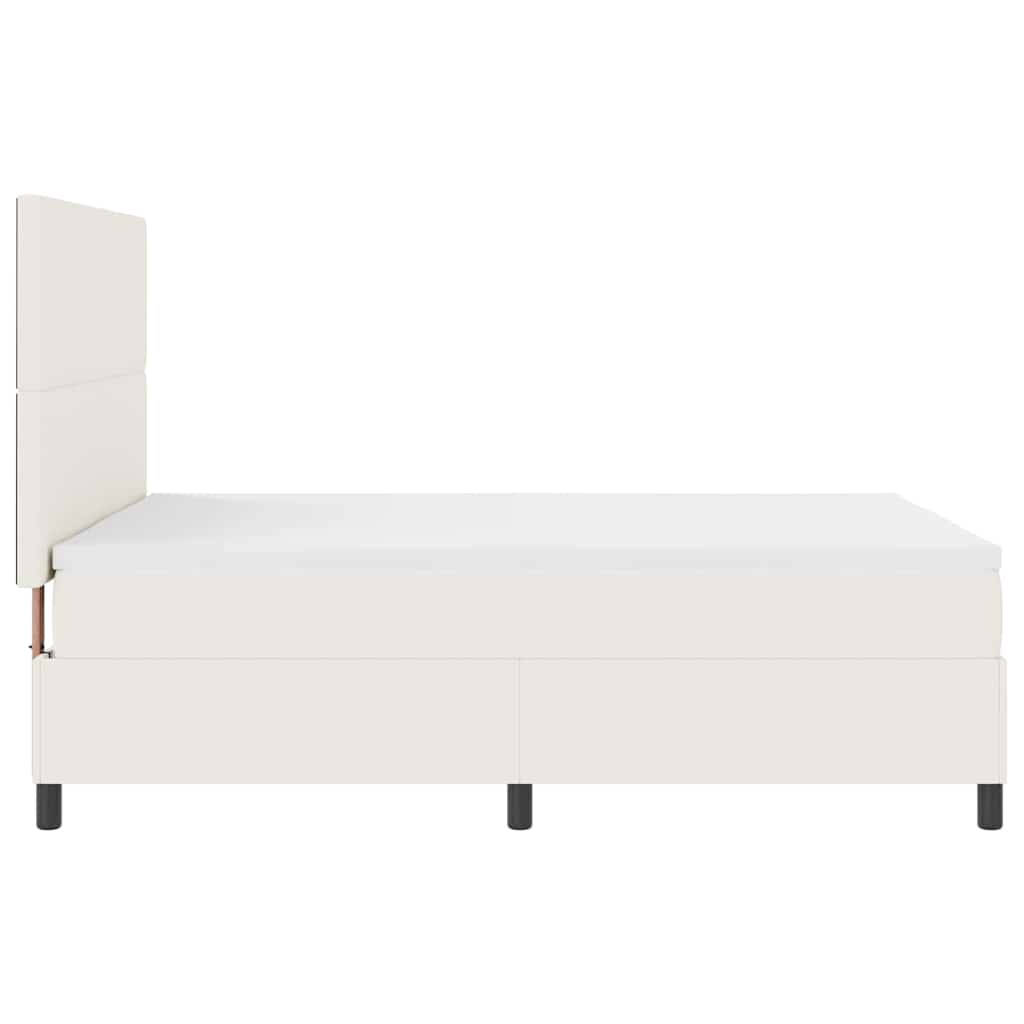 vidaXL Łóżko z sprężyną LED Z zagłówkiem Kremowy i Biały 160 x 200 cm