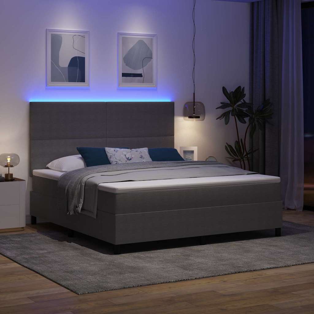 vidaXL Łóżko z sprężyną LED Jasnoszary i biały. 180 x 200 cm