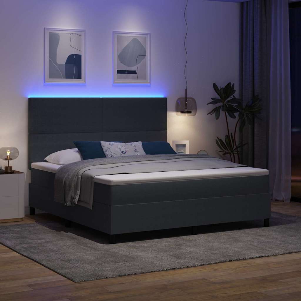 vidaXL Łóżko z sprężyną LED Ciemnoszary i biały 180 x 200 cm