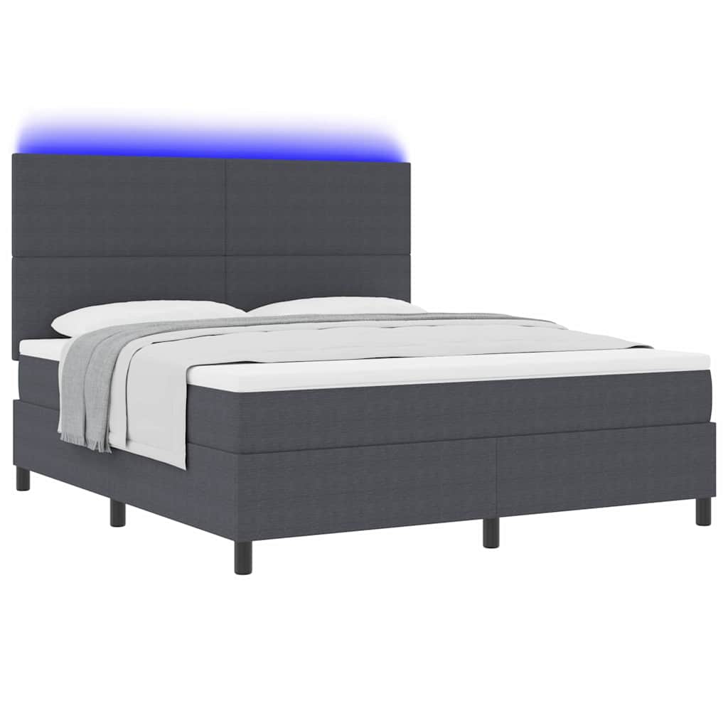 vidaXL Łóżko z sprężyną LED Ciemnoszary i biały 180 x 200 cm