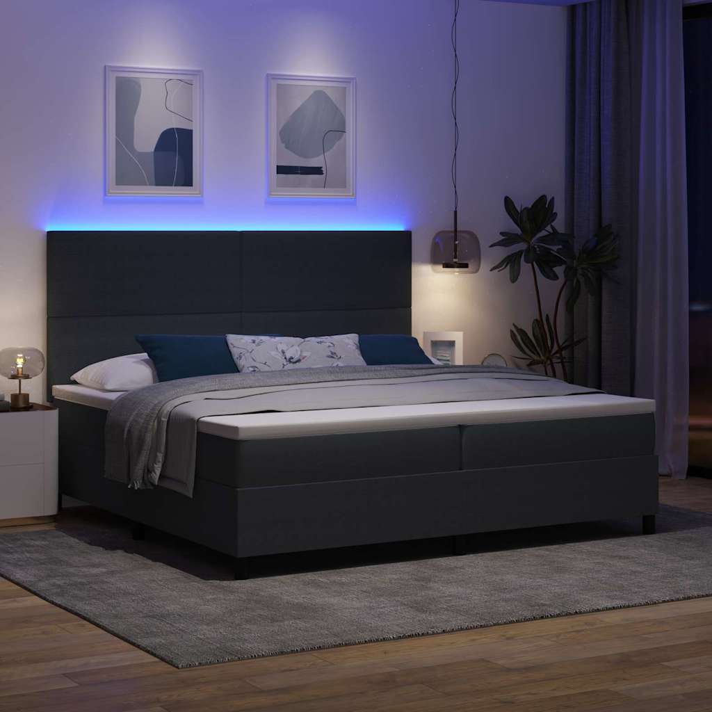 vidaXL Łóżko z sprężyną LED Ciemnoszary i biały 200 x 200 cm
