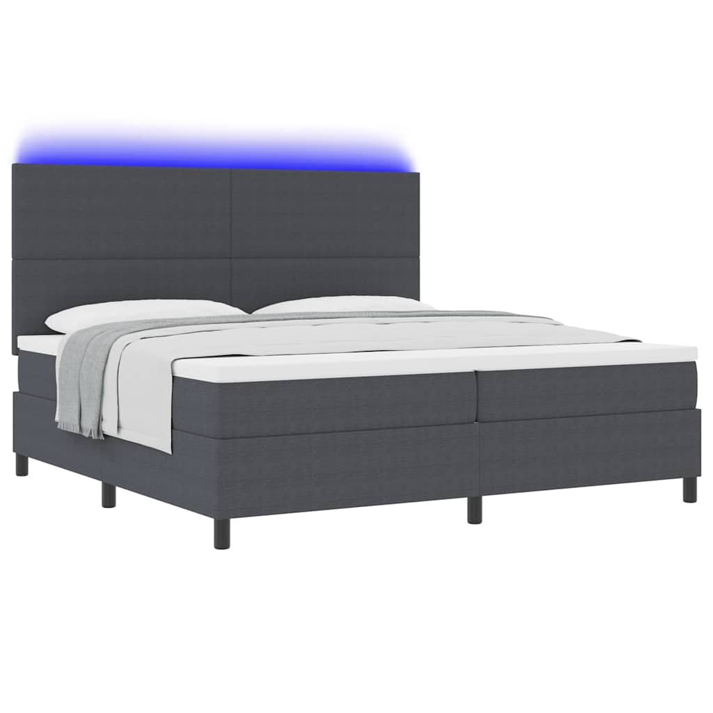 vidaXL Łóżko z sprężyną LED Ciemnoszary i biały 200 x 200 cm