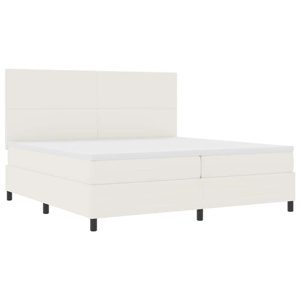 vidaXL Łóżko z sprężyną LED Z zagłówkiem Kremowy i Biały 200 x 200 cm