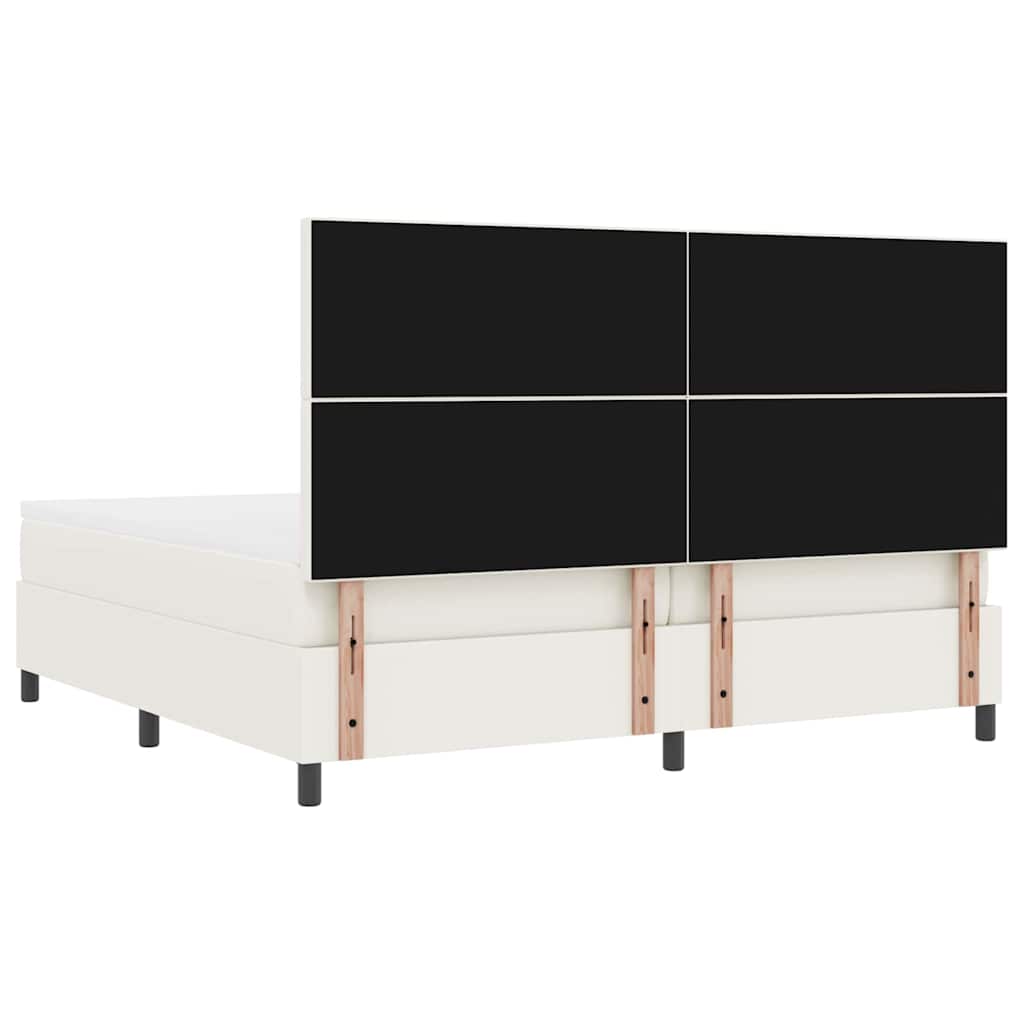 vidaXL Łóżko z sprężyną LED Z zagłówkiem Kremowy i Biały 200 x 200 cm