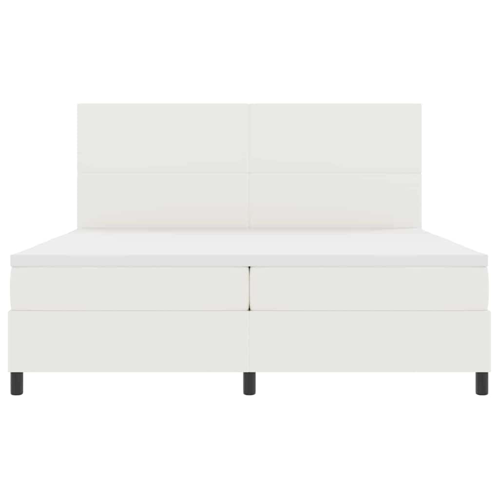 vidaXL Łóżko z sprężyną LED Z zagłówkiem Kremowy i Biały 200 x 200 cm