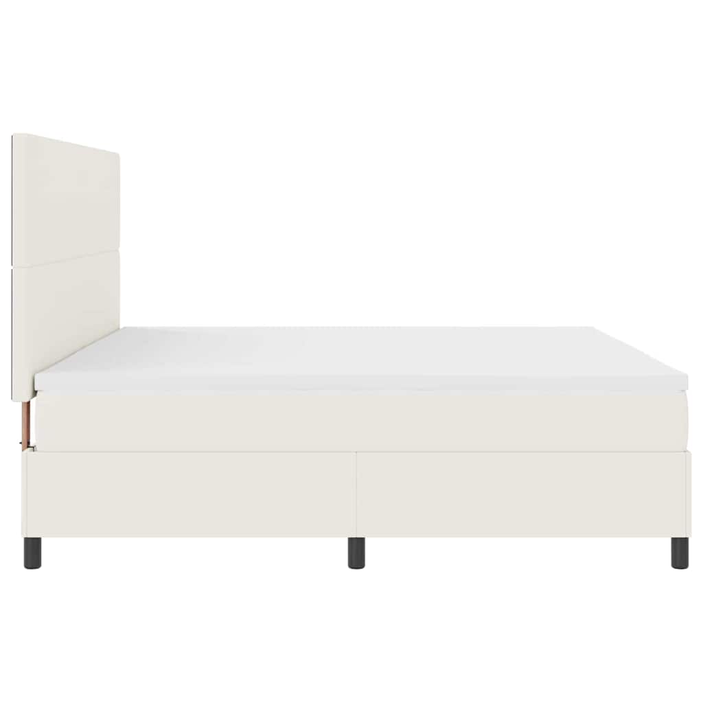 vidaXL Łóżko z sprężyną LED Z zagłówkiem Kremowy i Biały 200 x 200 cm