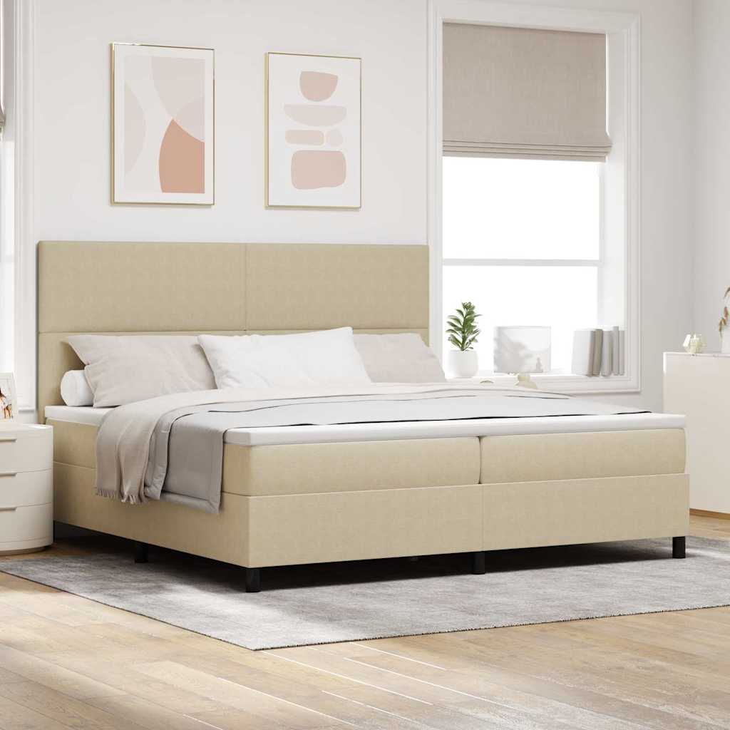 vidaXL Łóżko z sprężyną LED Jasnoszary i biały. 200 x 200 cm