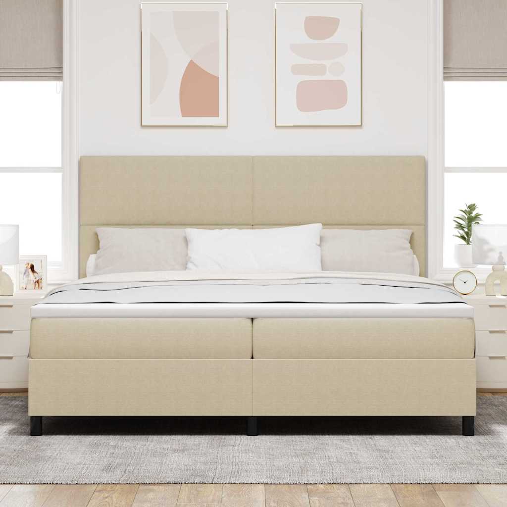 vidaXL Łóżko z sprężyną LED Jasnoszary i biały. 200 x 200 cm