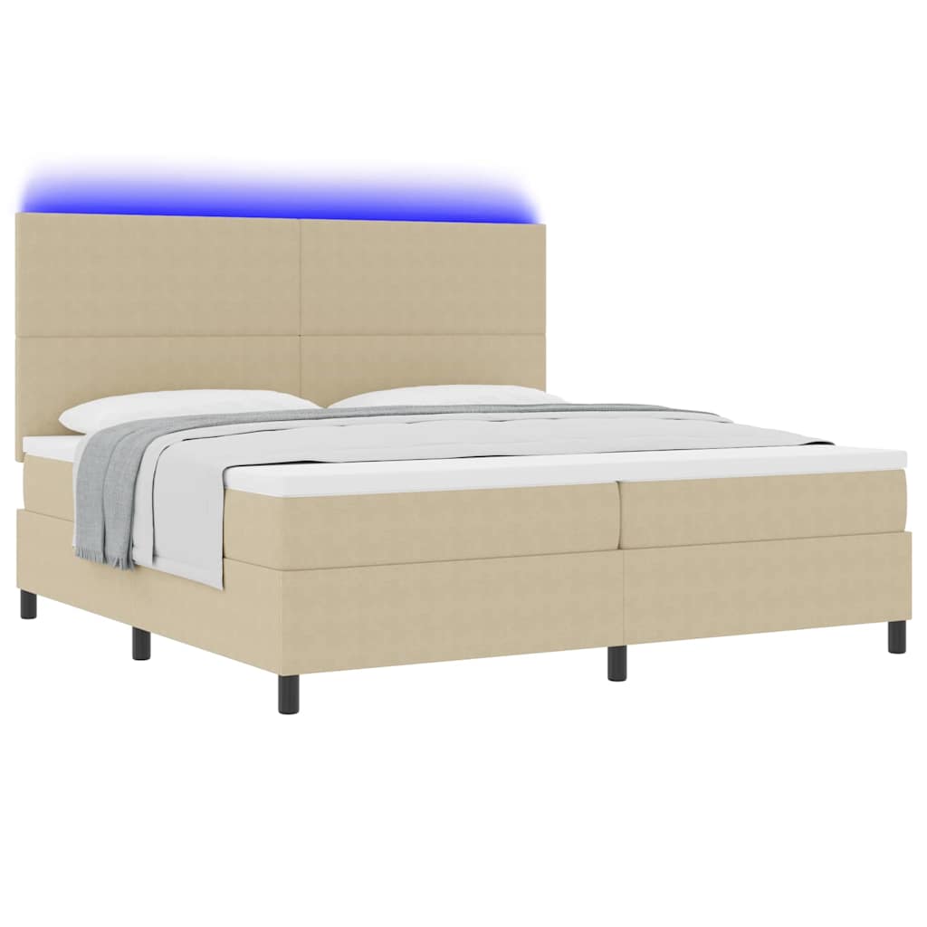 vidaXL Łóżko z sprężyną LED Jasnoszary i biały. 200 x 200 cm