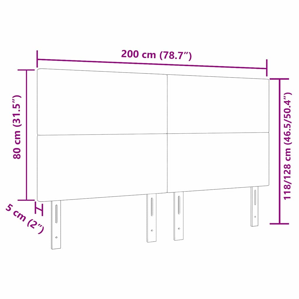vidaXL Zagłówek Ciemnoszary 200 cm Tkanina sztruksowa