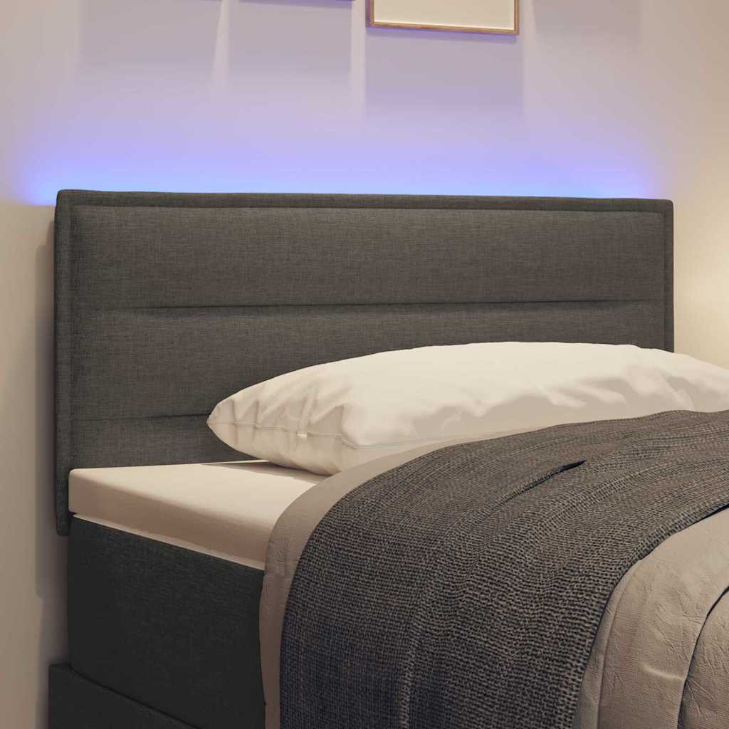 vidaXL Wezgłowie LED z paskami LED Ciemnoszary 90 cm tkanina