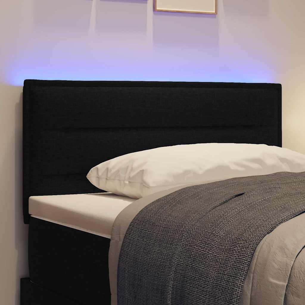 vidaXL Wezgłowie LED z paskami LED Z zagłówkiem Czarny 100 cm tkanina