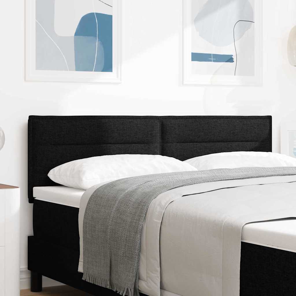 vidaXL Wezgłowie LED z paskami LED Z zagłówkiem Czarny 144 cm tkanina