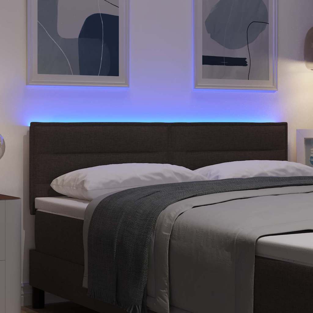 vidaXL Wezgłowie LED z paskami LED Ciemny brąz 160 cm tkanina