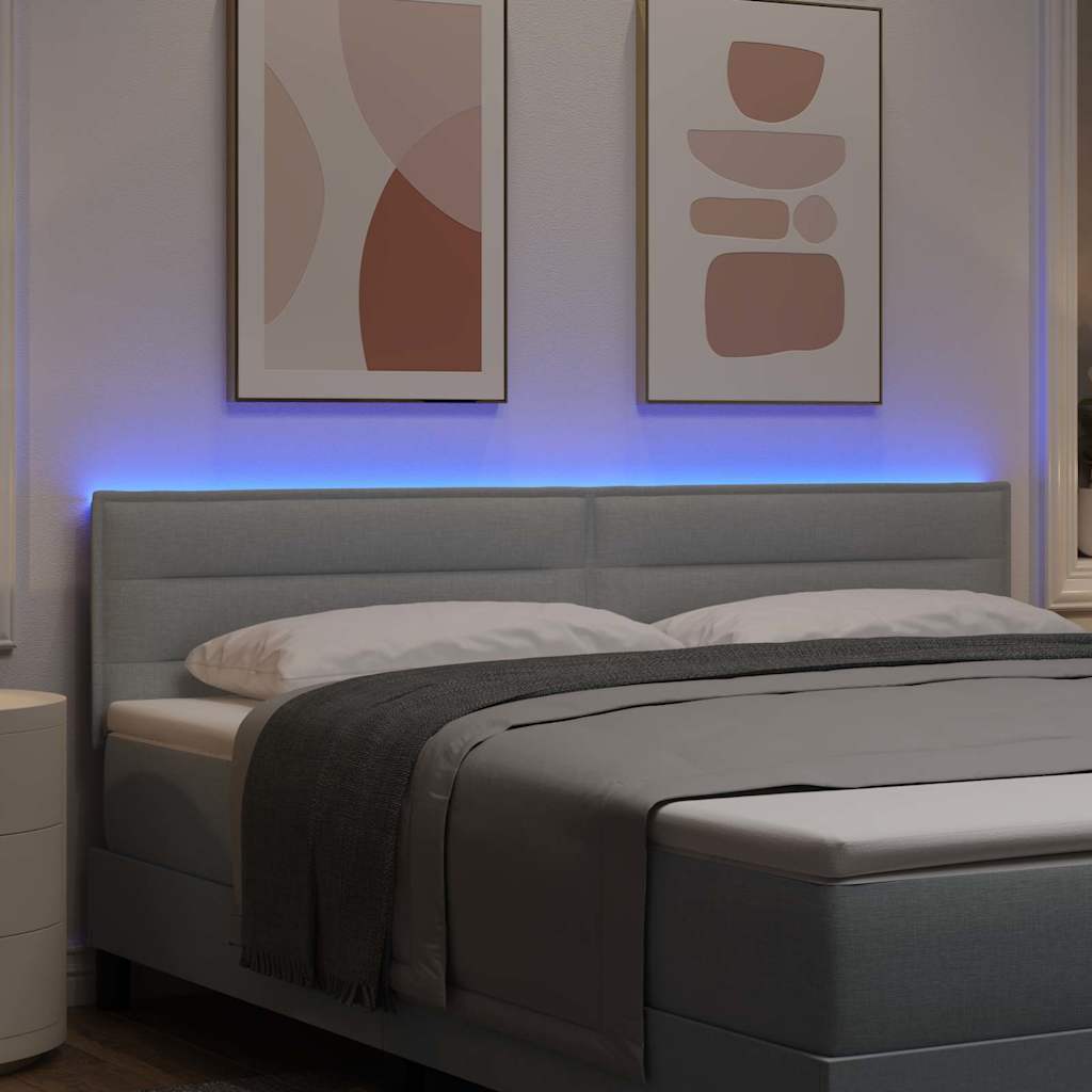 vidaXL Wezgłowie LED z paskami LED Jasnoszary 180 cm tkanina